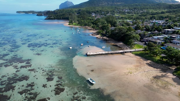 Amazing Harbor Pier in Baie du Cap Beach Mauritius Island Mauritius. Stunning Cinematic. photo