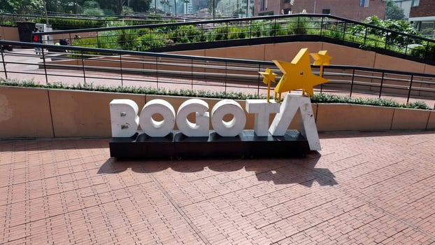 Landmark Bogota Sign at Bogota District Capital in Colombia. Beauty Scenery. photo