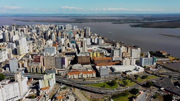 Above view of Porto Alegre Skyline at Porto Alegre Rio Grande do Sul in Brazil. Famous Background. photo
