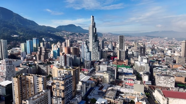 Above view of Bogota Skyline in Bogota Cundinamarca Colombia.. Beautiful Scene. photo