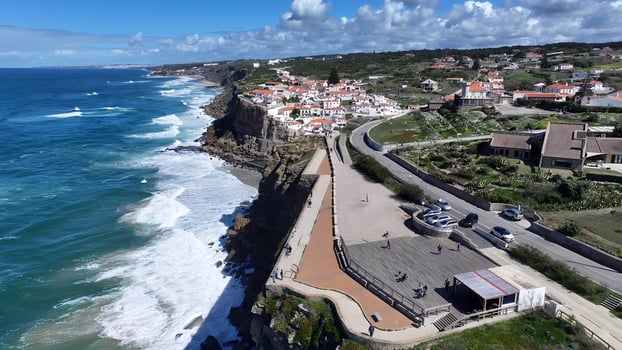 Above azenhas do mar beach at Sintra District of Lisbon Portugal . Scenic Scene. photo