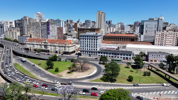 Beauty Porto Alegre Skyline in Porto Alegre Rio Grande do Sul in Brazil.. Famous Background. photo