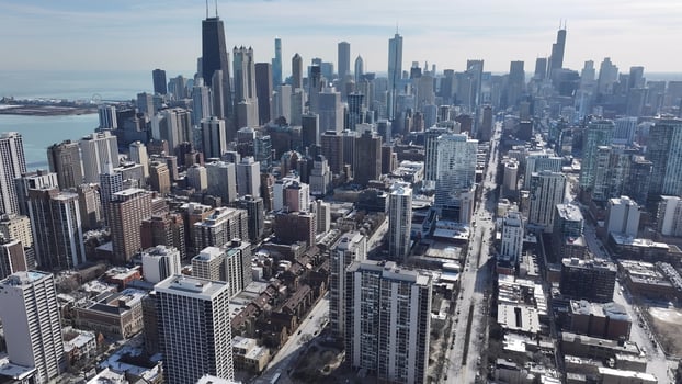 Famous Chicago Skyline in Chicago Illinois United States . Stunning Landscape. photo