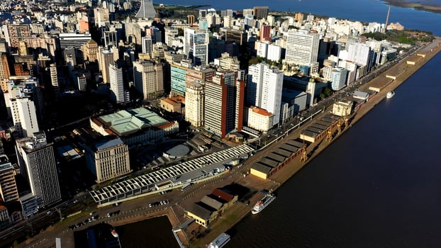 Above Freeway in Porto Alegre Rio Grande do Sul Brazil. Awesome Scene. photo