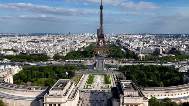 Stunning Trocadero Square at Paris France Island France. Stunning Cinematic. photo