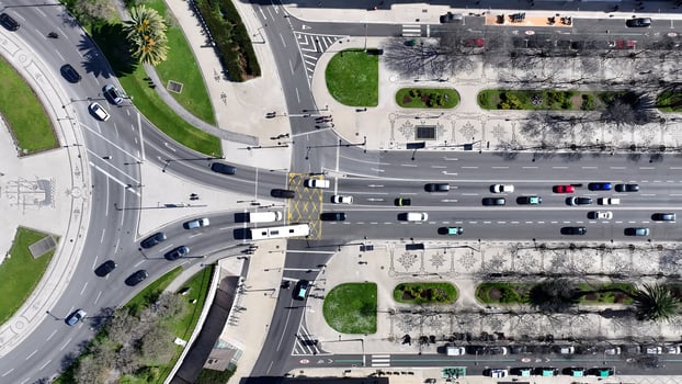 Aerial liberty avenue in Lisbon Lisbon district in Portugal . Beauty Cinematic. photo