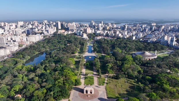 Outside Porto Alegre Skyline at Porto Alegre in Rio Grande do Sul Brazil. Amazing Background. photo