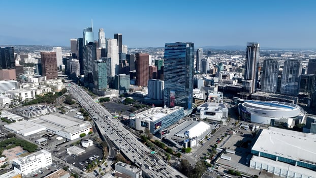 Famous Downtown Los Angeles in Los Angeles California in United States. Scenic Cinematic. photo