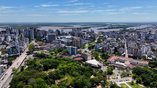 Awesome Porto Alegre Skyline in Porto Alegre Rio Grande do Sul in Brazil.. Scenic Scene. photo