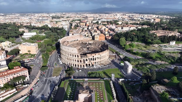 Scenic Rome Skyline in Rome Lazio Italy. Awesome Background. photo