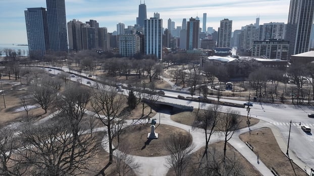 Aerial Landscape of lincoln park in Chicago Illinois in United States . Beauty Scene. photo