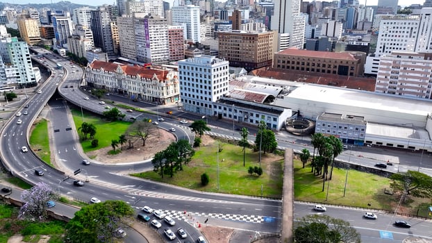 Stunning Porto Alegre Skyline in Porto Alegre Rio Grande do Sul in Brazil . Scenic Scene. photo