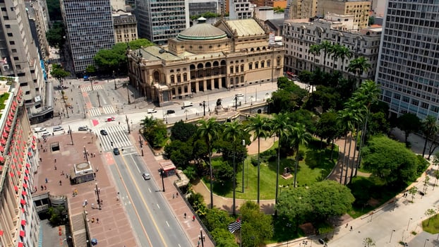 Above view of Municipal Theatre in Sao Paulo Sao Paulo Brazil . Awesome Background. photo