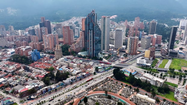 Landmark Financial Center in Bogota District Capital in Colombia.. Stunning Scene. photo
