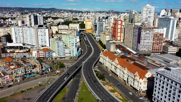 Above Downtown City at Porto Alegre Rio Grande do Sul Brazil.. Beauty Scenery. photo