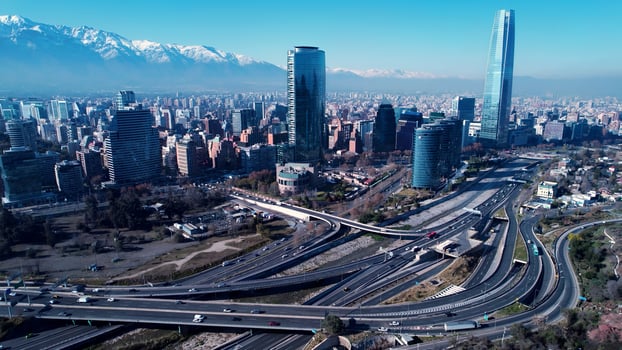 Incredible Santiago Skyline in Santiago Metropolitan Region in Chile . Stunning Scene. photo