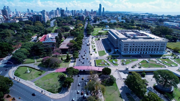 Above view of Buenos Aires Skyline at Buenos Aires Buenos Aires Argentina . Famous Landscape. photo