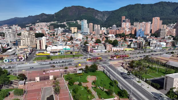 Aerial View of Renaissance Park at Bogota District Capital in Colombia . Awesome Scene. photo