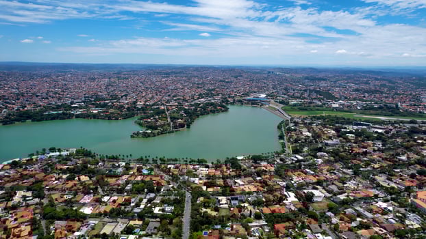 Scenic Pampulha Lake at Belo Horizonte Minas Gerais Brazil. Scenic Scene. photo
