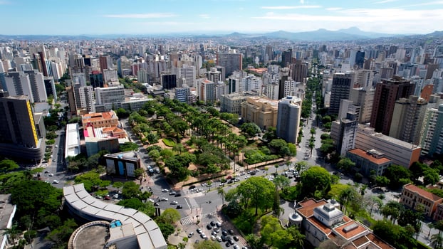 Above Historic Center at Belo Horizonte Minas Gerais in Brazil.. Beautiful Background. photo