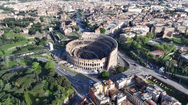 Awe Rome Coliseum in Rome Lazio in Italy. Amazing Scene. photo