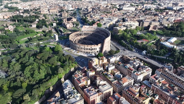 Scenic Rome Colosseum in Rome Lazio in Italy . Awesome Scenery. photo