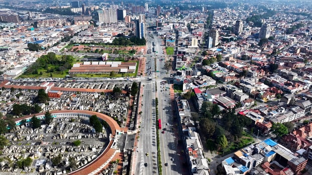 Stunning El Dorado Avenue in Bogota District Capital Colombia. Stunning Landscape. photo