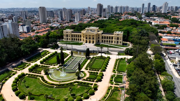 Stunning Sao Paulo Skyline in Ipiranga Museum Sao Paulo in Brazil.. Beauty Landscape. photo
