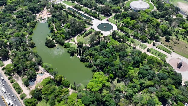 Aerial Redencao Park in Porto Alegre Rio Grande do Sul in Brazil.. Beauty Cinematic. photo