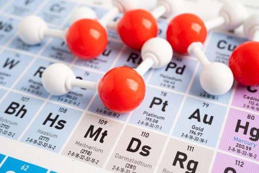 Molecules chemical on a periodic photo