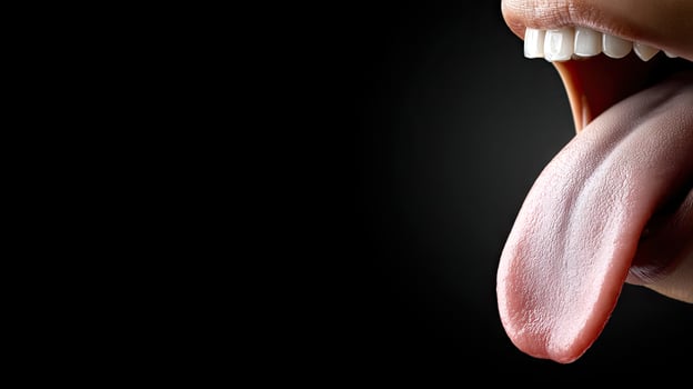 A woman with her tongue sticking out photo