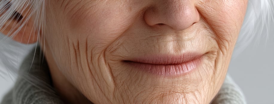 An older woman with wrinkles on her face photo