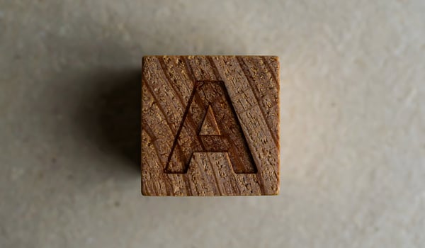 A wooden block with the letter a on it photo