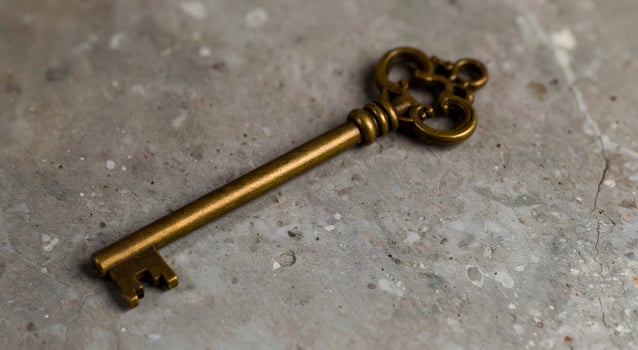 Ornate Skeleton Key on Concrete Surface photo