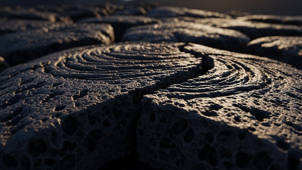 A close up of a rock with a circular pattern photo