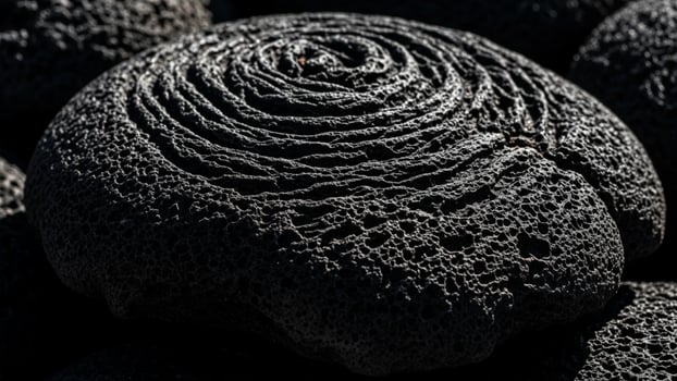 A close up of black lava rocks photo