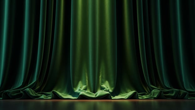 Green curtain with a spotlight in front of it photo
