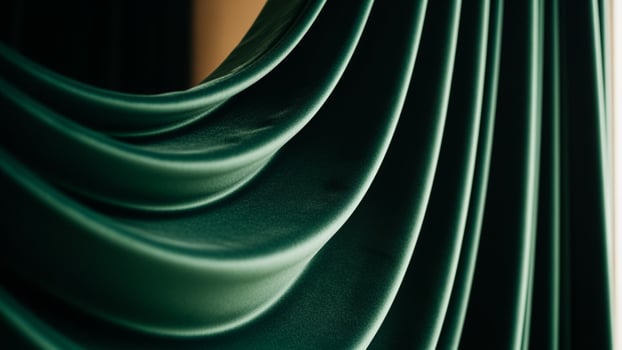 A close up of a green curtain photo