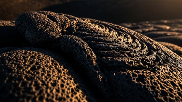 A close up of a rock with a sun shining photo