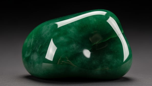 A green jade stone sitting on a table photo