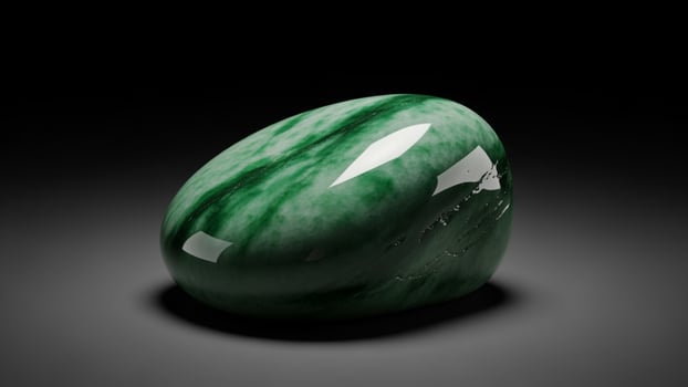 A green stone with a black backgrounds photo