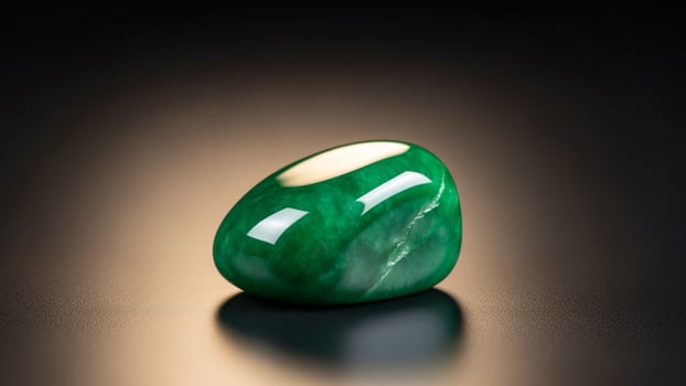A green stone with a shiny surface photo