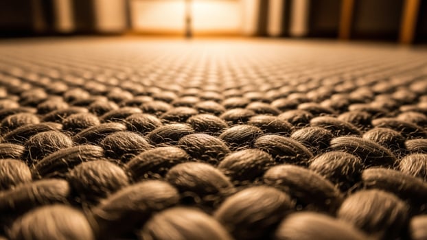 A close up of a rug with many different types of yarn photo