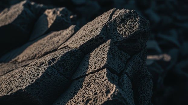 A backgroundackground up of a rock with some backgroundlack rocks photo