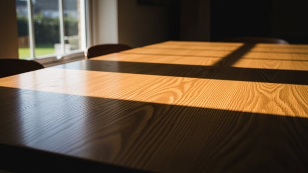 A table with sunlight shining through it photo
