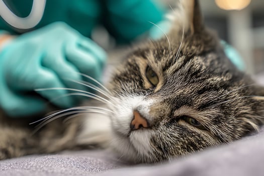 Close-up of a Calm Tabby Cat During a Medical Check-up photo