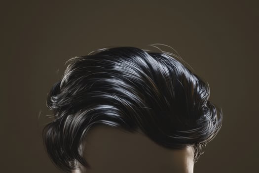 A man's head with a black hair style photo