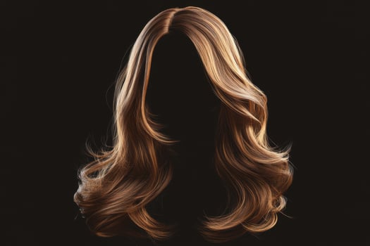 A woman's head with long hair on a black background photo