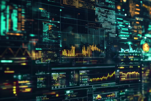 A close up of a computer screen with many different types of data photo