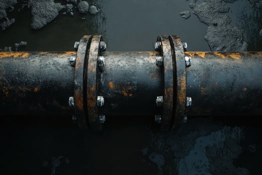 A close up of two pipes with metal fittings photo